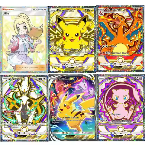 DIY Pokemon TCG Pocket Cards Immersive EEVEE pikachu Charizard Mew Dialga Solgaleo Lugia Arceus Lill