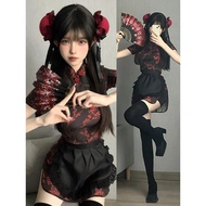 Japanese Lolita Maid Chinese Chef Lolita Apron COS Chinese Cheongsam Dress Stage Performance Costume