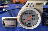 Auto Meter Blower Meter Gauge Titanium 2 in 1 Volt /Turbo 35 PSI Boost 60 PSI Blower Meter NOS Logo