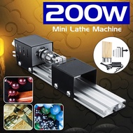 200W Mini Lathe Beads Machine Wood Lathe Diy Woodworking Tool Milling Grinding Polishing Carving Drill Rotary Tool