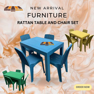 HDD rattan plastic table and chair 4seaters dining set all design and color available