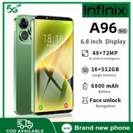 Original smartphone A96 Android phone 7.5inch screen 6800 mAh battery mobile smartphone 16GB + 512GB