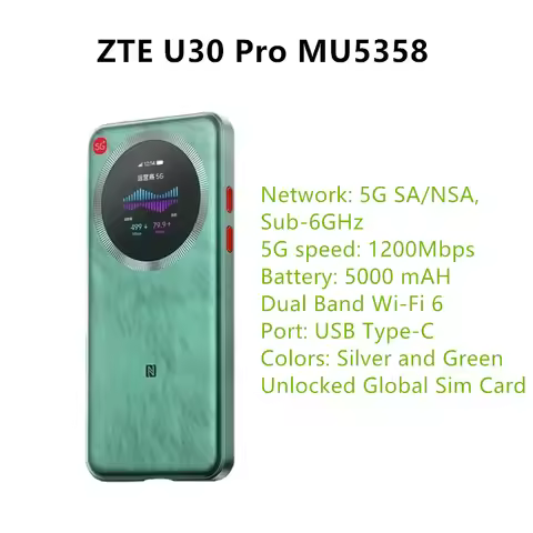 New ZTE 5G Mobile WiFi 6 U30 Pro MU5358 5000mAh Type-C NFC Dual Band Portable Hotspot 5G 4G LTE Cat1