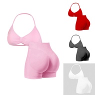 New DFYNE Halter Neck Bra & High-Waist Pants Set - Seamless, Highly Elastic Nylon with Butt-Lifting 