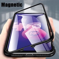Magnetic Flip Case for OPPO F7 F9 F11 Realme 3 Pro Clear Glass Hard Back Cover Metal Frame Protectio