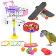 ROCKWAIN11 4 Pieces Parrot Toys Skateboard Mini Shopping Cart Birds Rings