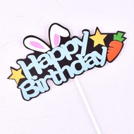 1 Piece Cute Rabbit Ears hbd Embroidered Sign Happybirthday