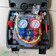 Syahrhinhi6shops - Testing Manifold Double Gauge Set Meter Freon AC R134 R134a Complete