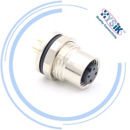 M12 Flange Socket Connector Base 12M4 Core-5 Core 8 Core Male Female Socket Fixed Panel Socket Weldi