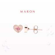MARON - Sparkling Lucky Stars Heart Stud Earring with Pink Tournaline ชุบ Rose Gold
