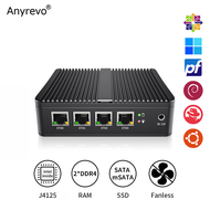 Fanless Mini pc 4xIntel I226 2.5G LAN Sofe Router Intel Celeron N4100 J4125 Quad Core Nics 2 DDR4 HD