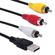 USB to 3RCA Cable, Haokiang 5 Feet/1.5m USB Male to 3 RCA Male Jack Splitter Audio Video AV Composit