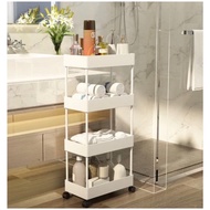 Square Kitchen Shelf Trolley Rack Bathroom Shelf 4-tier 3-tier 2-tier Multipurpose Stacking Rack With Wheels [TU]