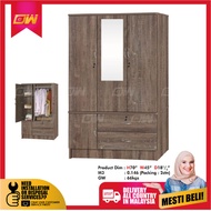 M8353 L4 X H6 Feet Swing Door Wardrobe / Wardrobe with Large hanging space / Almari Baju  / Almari Baju Kayu / Berlaci /