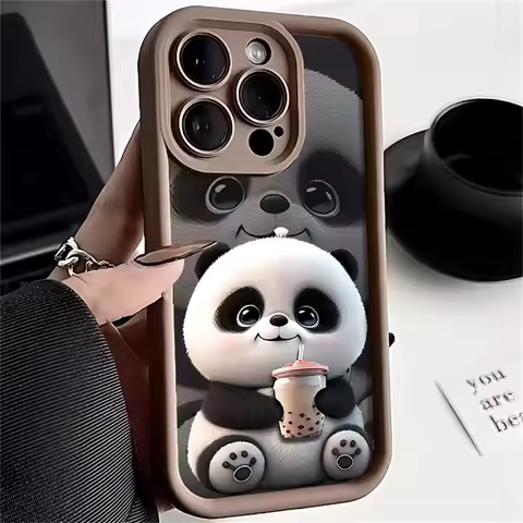 Panda Soft TPU Case For iPhone 15 Pro Max Cases iPhone 16 17 Air 13 14 11 12 16E 7 8 Plus SE 17proma