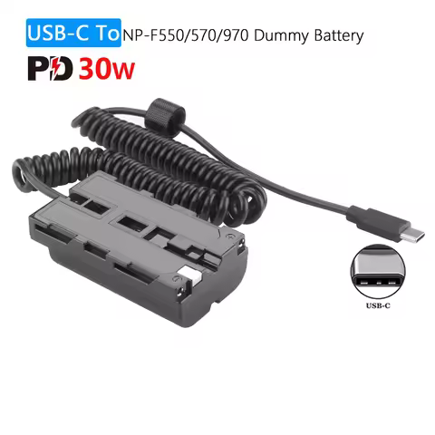 PD30W USB-C To NP-F Dummy Battery Full Decoded Coupler For Sony NP-F550 NP-F770 NP-F970 Battery Came