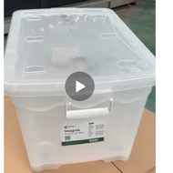 Kontainer Plastik Tutup + Body Putih Bening Trasnparan 6 Roda Awet Tebal Jumbo Besar Premium Gessler