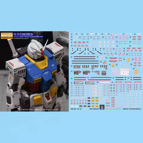 Model Decals for MG RX-78-02 The Origin GTO78 Ghost Custom Decals HD Fluorescent Water Stickers for 