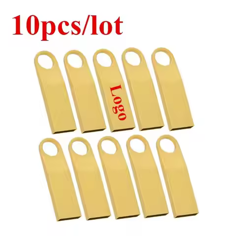 10pcs/ Metal Usb Flash Drive 64GB 32GB 16GB 8GB 4GB Pen Drive Pendrive Waterproof Silver Gold U Disk