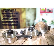 COOKING POT SET 5 STEAMER 16 CM - COOKING POT 16 CM - MILK POT 14 CM