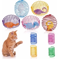 9 Pcs Cat Spring Toys Stretchable Metal Cage Spring Balls with Mice | Colorful Cat Toy Set Features 
