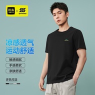 HLA/ Hailan Home Sports Short sleeved T-shirt Men's New Product Chest Printed Round Neck T-shirt