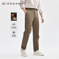 GIORDANO Men Pants Volcanic Rock Fiber Blended Thermal Pants Mid Rise Solid Color Simple Fashion Cas
