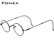 FONEX Titanium กรอบแว่นตาผู้ชาย Vintage รอบสายตาสั้นแว่นตาผู้หญิง2022ใหม่ Titan Retro แว่นตา F85725