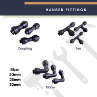 20mm, 25mm, 32mm Hansen Fittings | Hansen Coupling, Socket, Tee, Elbow | Hansen Connector
