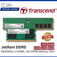 TRANSCEND JETRAM DESKTOP PC (U-DIMM) / LAPTOP NOTEBOOK (SO-DIMM) 5600MHZ DDR5 MEMORY RAM - 8GB 16GB 