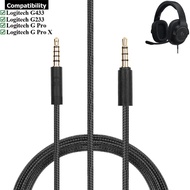 2.0M Braided Replacement Cable Extension Cord Wire for Logitech G433 G233 G Pro X Gaming Headsets Ga