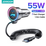 Joyroom JR-CL07 55W 3 in 1 car charger USB Type-C 55W Car Charger with 1.5m Extension Cable QC 3.0 P