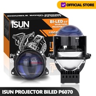 MODIFIKASIMARKET - Lampu Projector BiLED ISUN P6070 Double Reflektor Double Chip CSP Flat Cut-Off DC