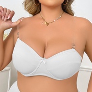 PARIFAIRY Plain Simple Strapless Unlined Bra with Wire Backless Invisible Bra Plus Size 38C 38D 40C 
