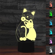 Lovely Cat Night Light 7 Colors Gradient Geek Gift USB LED Table Lamp Acrylic Home Decor