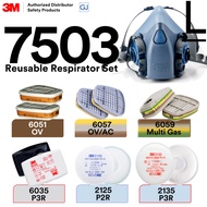 3M 7502 Reusable Respirator Set – 6051 Organic Vapor / 6057 Organic Vapor & Acid Gas / 6059 Multi Ga