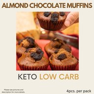 Chocolate Almond Muffins - 4pcs per pack  - Keto and Low carb - Made from Pure Almond Flour - Low ca