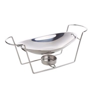 Bright Stainless Steel Alcohol Dry Hot Pot With Holder Small Chafing Dish Solid Fuel Boilersmall Buffet Pan Food Tray Warmer