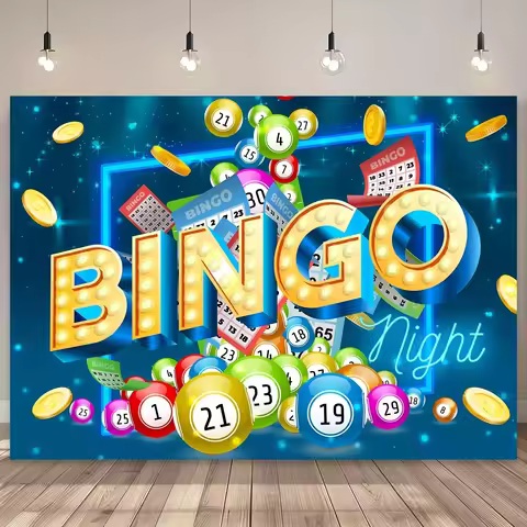 2D banner 1 piece, bingo background night game theme, suitable for birthdays, festivals, parties