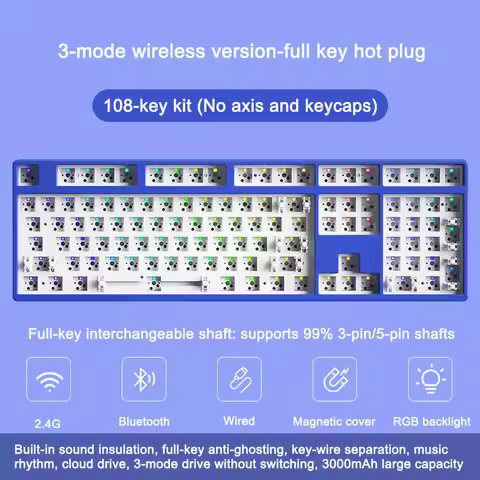 Mechanical Keyboard Kit Custom Barebone Keyboard RGB Backlit 3/5-Pin Hotswap Mechanical Gaming Keybo