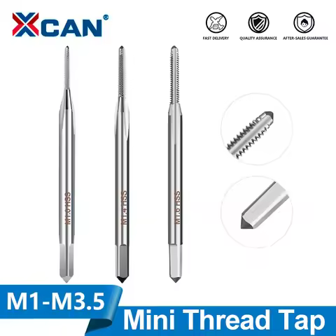 XCAN 1pc Mini Thread Tap Right Hand Metric Straight Flute HSS Machine Plug Tap M1 M1.1 M1.2 M1.4 M1.