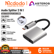 MCDODO Splitter Type C to Audio Jack 2in1 For iPhone 15 IPhone 16 Pro Max Series