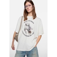 Acne Studios White Logo Pattern Print Loose Casual Short-Sleeved T-Shirt Top