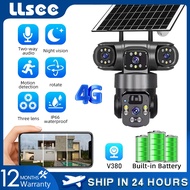 LLSEE V380 Pro Three Lens/Screen 12MP Night Vision Wireless Waterproof Solar CCTV Camera
