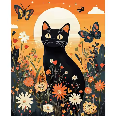 RUOPOTY The Black Cat Diamond Painting Kit Adults Crafts Diamond Painting Kits For Beginners Animal 