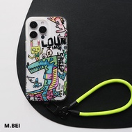 เคสโทรศัพท์มือถือแบบครอบเต็มชั้นสองชั้น Graffiti Rabbit And Elephant 16Pro/15pro ป้องกันการตกหล่นสำห