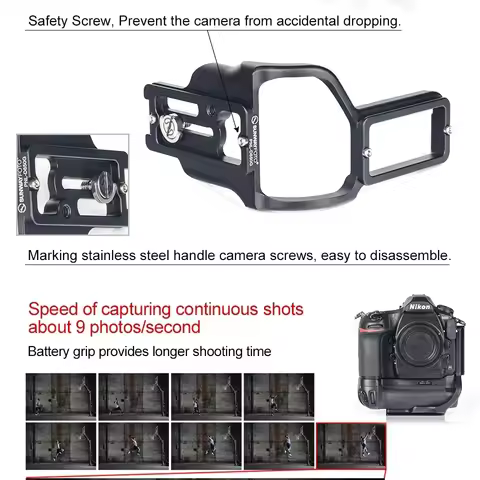 SUNWAYFOTO Dedicated L-bracket,For Nikon D850 camera with Battery Grip Tripod Quick Release Plate-PN