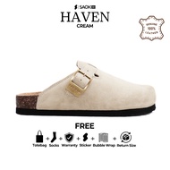 SAOKI - Men's Clogs Wanita Slip-On Travel Sandals Birken Boston Haven Cream