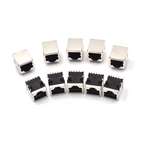 10Pcs/set RJ45 Network Ethernet 8P 8C Female Socket Connectors 8Pin PCB Mount RJ45 8P8C Single Netwo