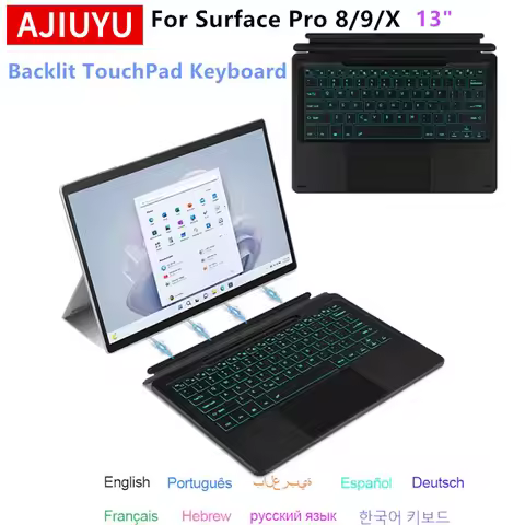 Backlit Keyboard For Microsoft Surface Pro 8 9 X Pro8 pro9 Pro x 13"Tablet Spanish Portuguese Arabic